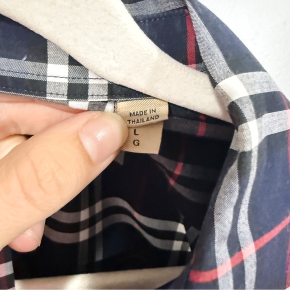 Burberry Men’s George Check Plaid Shirt Gray Navy Size L - Picture 5 of 5